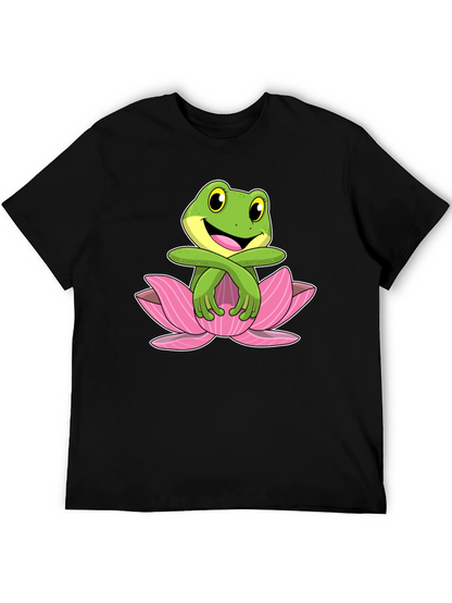 Frog in Lotus Flower Graphic T-Shirt