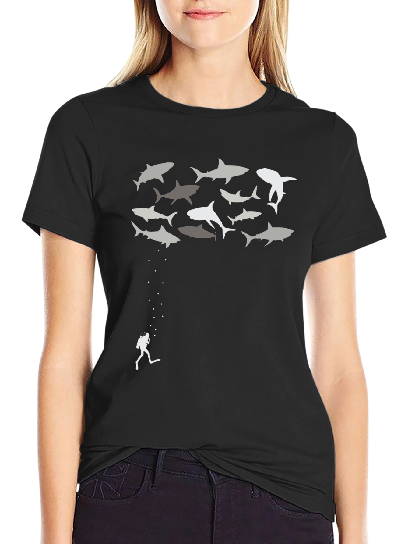 Shark Scuba Diver Graphic T-Shirt