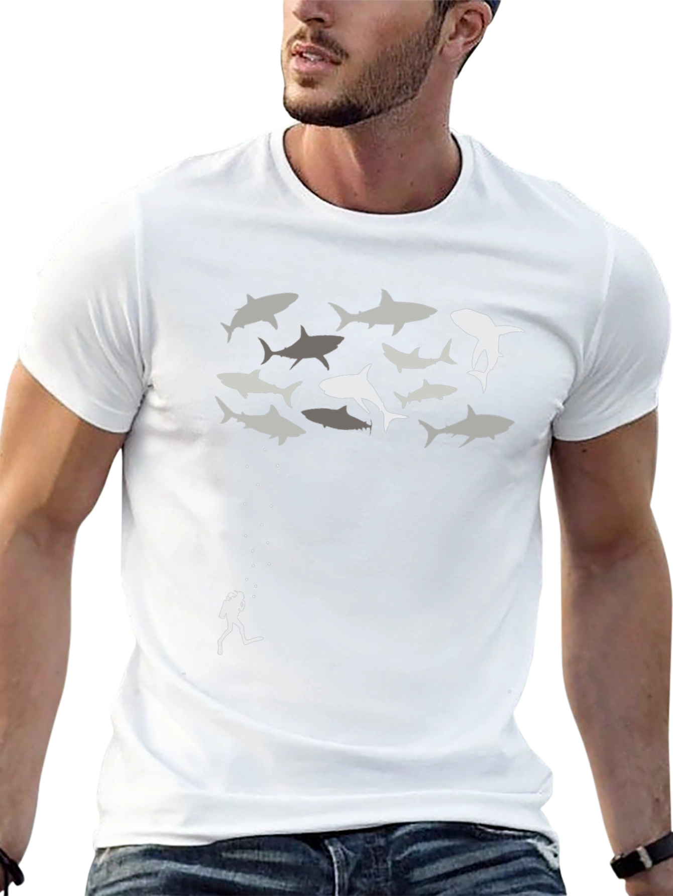 Shark Scuba Diver Graphic T-Shirt