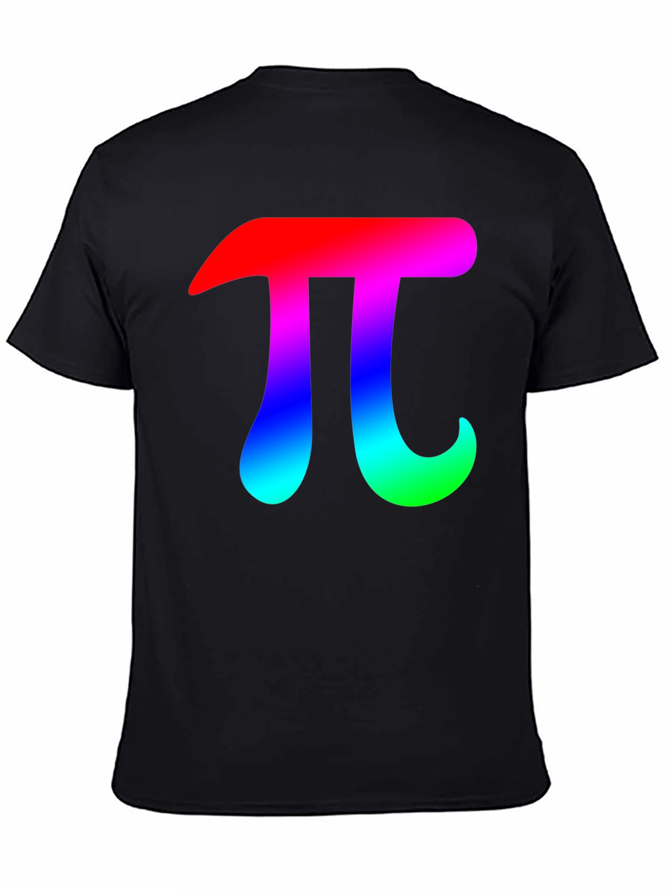 Mens Black T-Shirt with Rainbow Pi Symbol