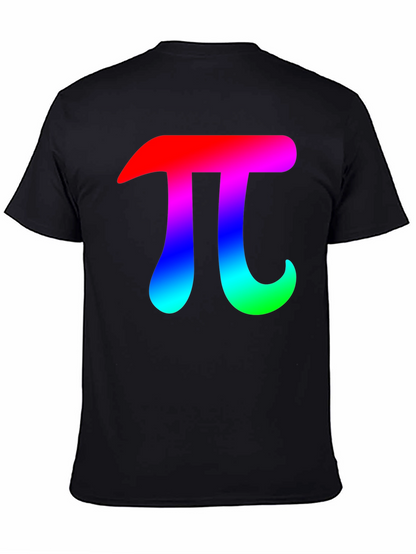 Mens Black T-Shirt with Rainbow Pi Symbol