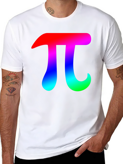 Mens Black T-Shirt with Rainbow Pi Symbol