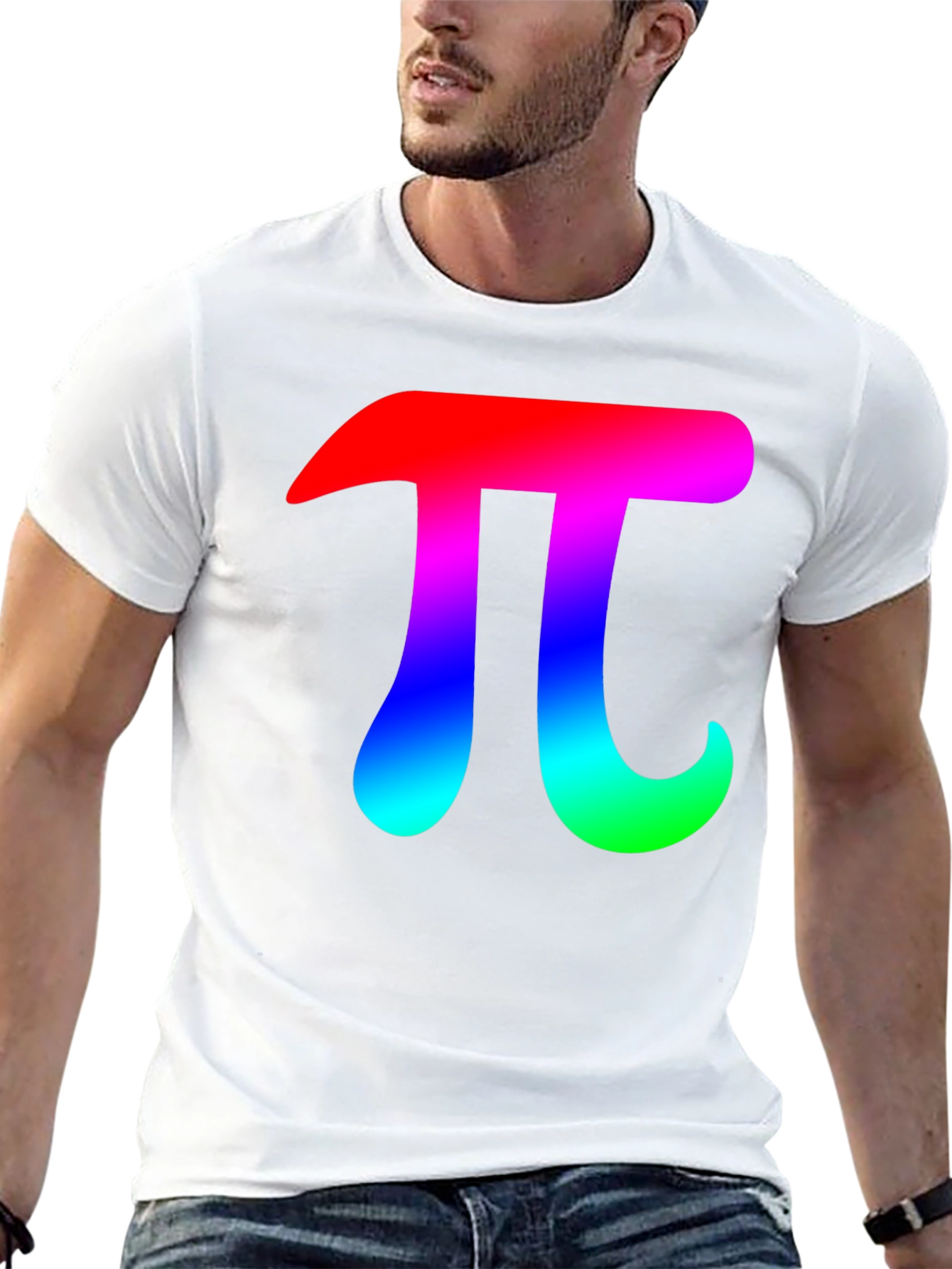 Mens Black T-Shirt with Rainbow Pi Symbol
