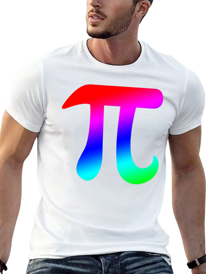 Mens Black T-Shirt with Rainbow Pi Symbol
