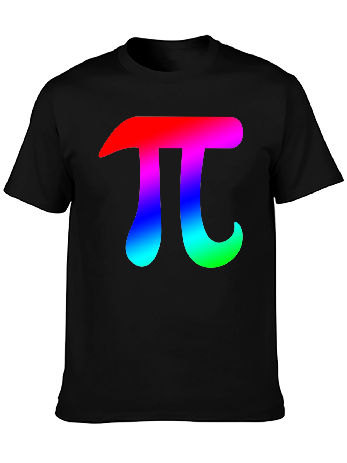 Mens Black T-Shirt with Rainbow Pi Symbol