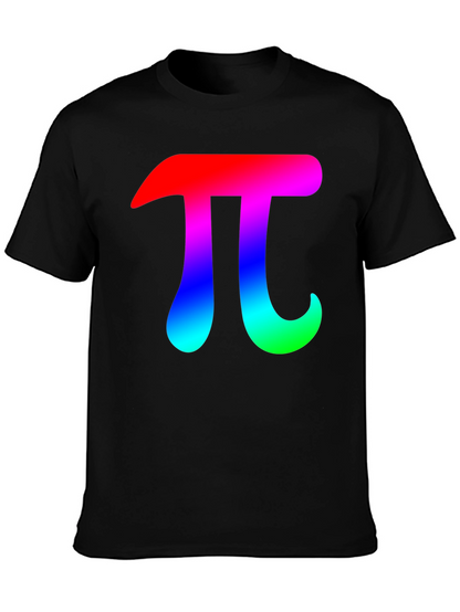 Mens Black T-Shirt with Rainbow Pi Symbol