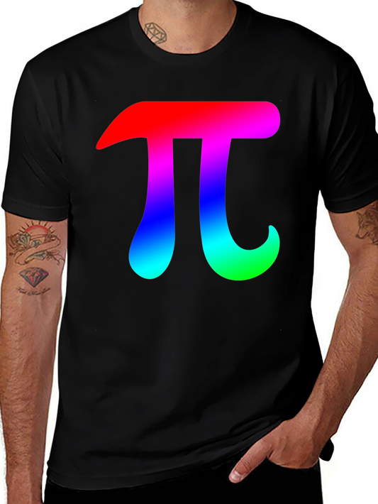 Mens Black T-Shirt with Rainbow Pi Symbol