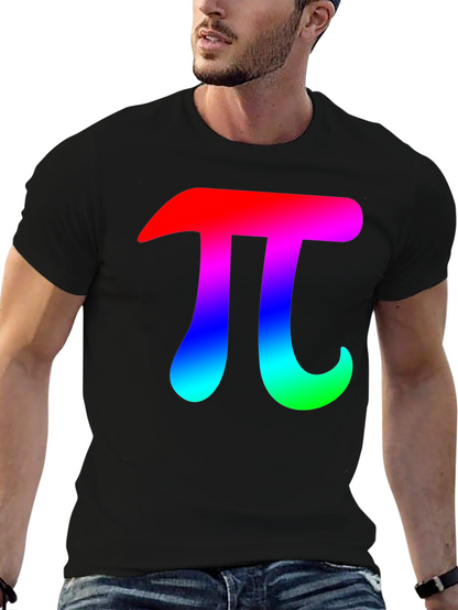Mens Black T-Shirt with Rainbow Pi Symbol