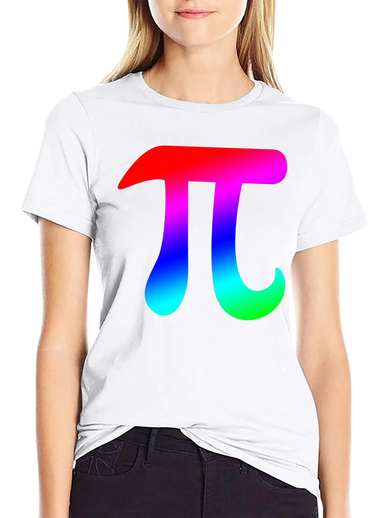 Mens Black T-Shirt with Rainbow Pi Symbol