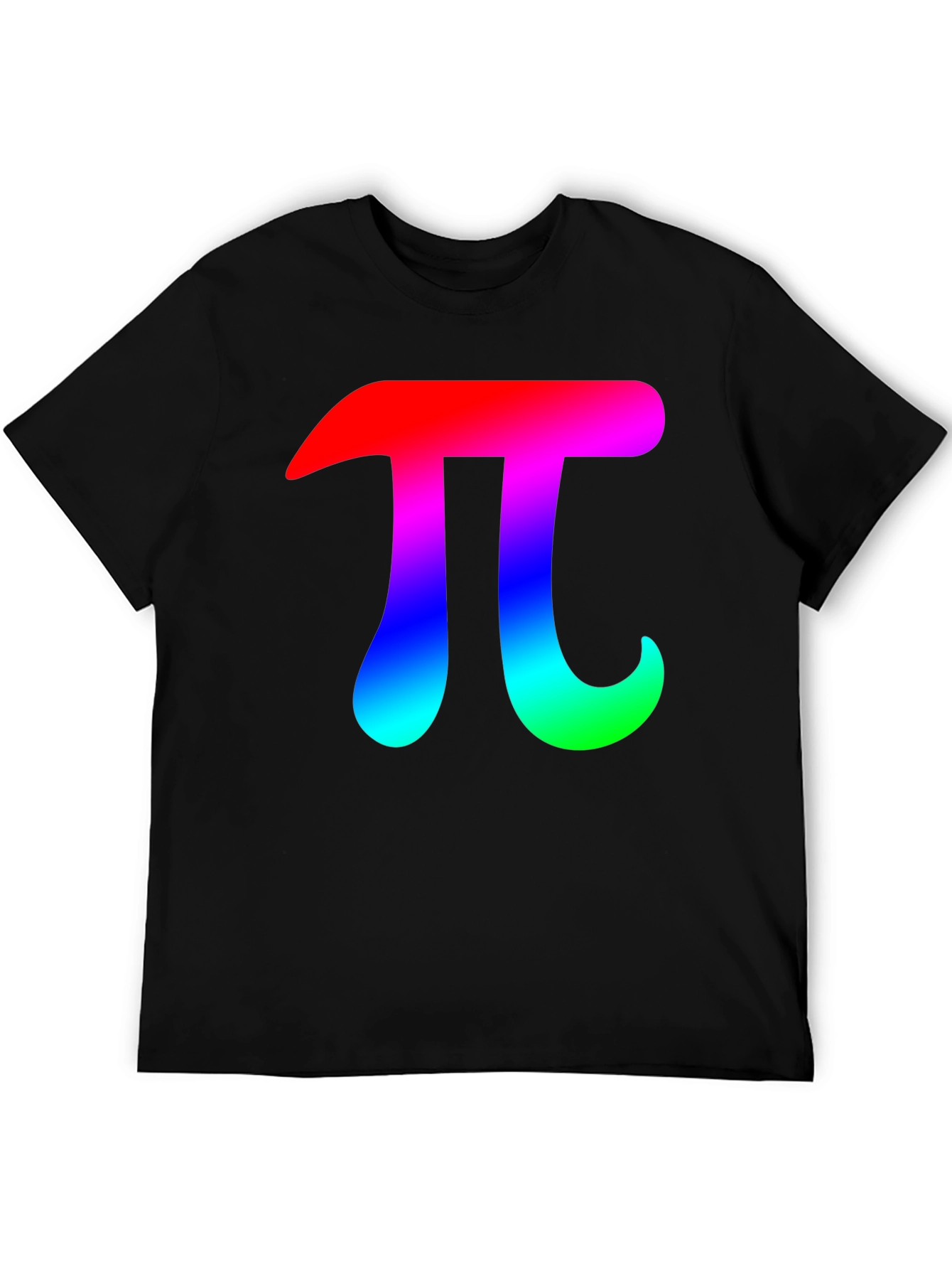 Mens Black T-Shirt with Rainbow Pi Symbol