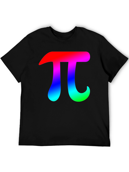 Mens Black T-Shirt with Rainbow Pi Symbol