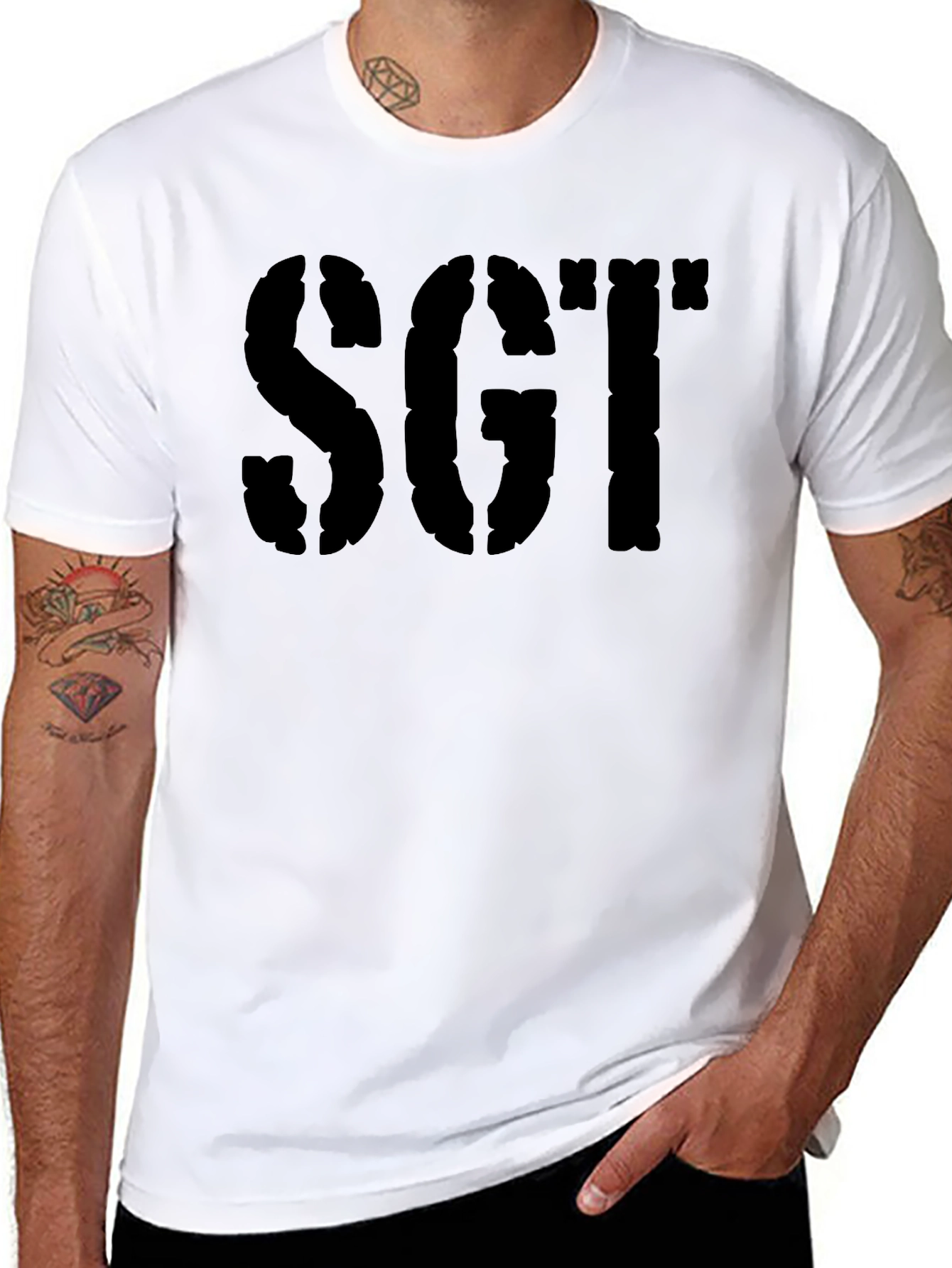 SGT Stencil Graphic Print Mens T-Shirt