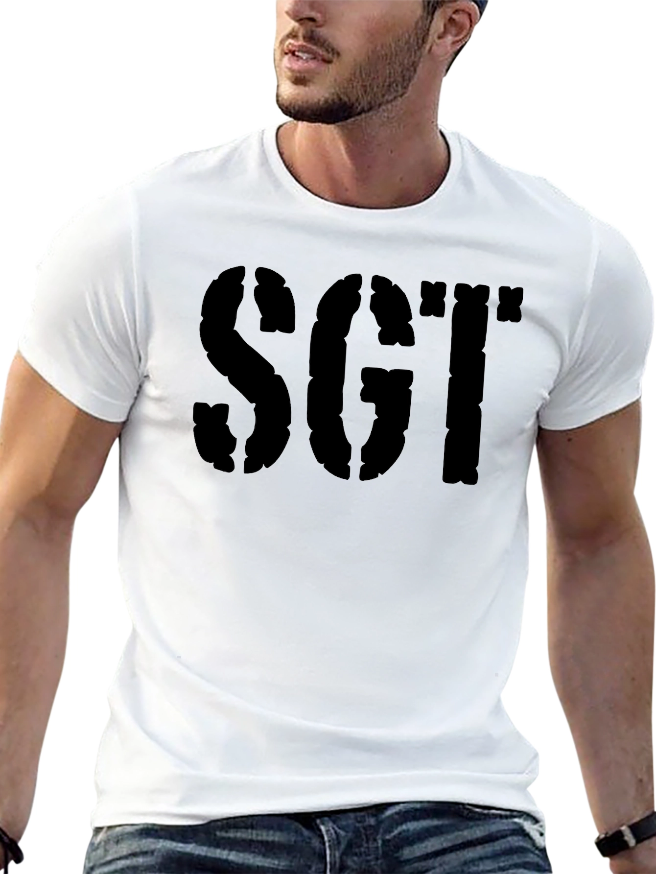 SGT Stencil Graphic Print Mens T-Shirt