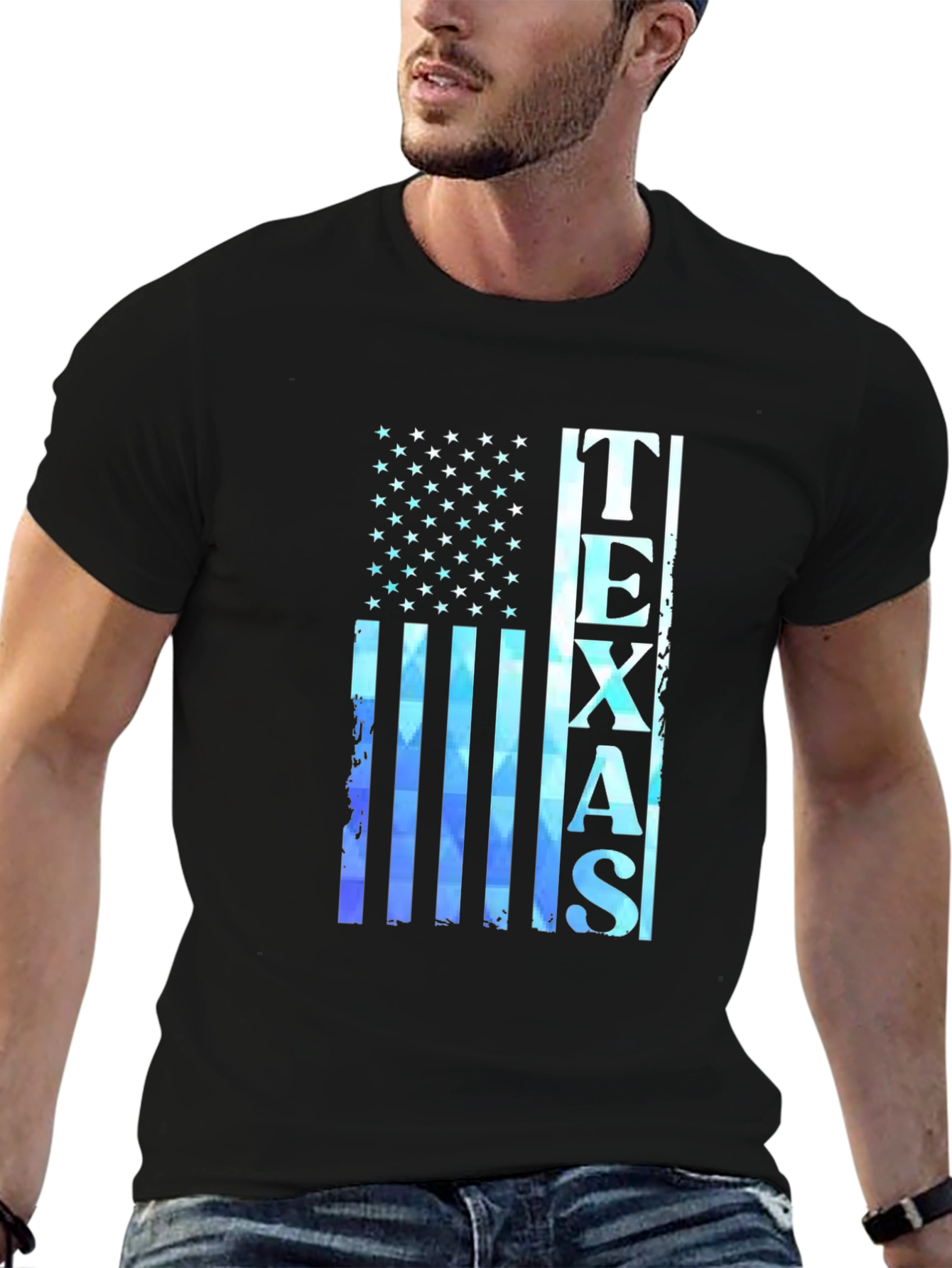Texas Flag Graphic Print Black T-Shirt