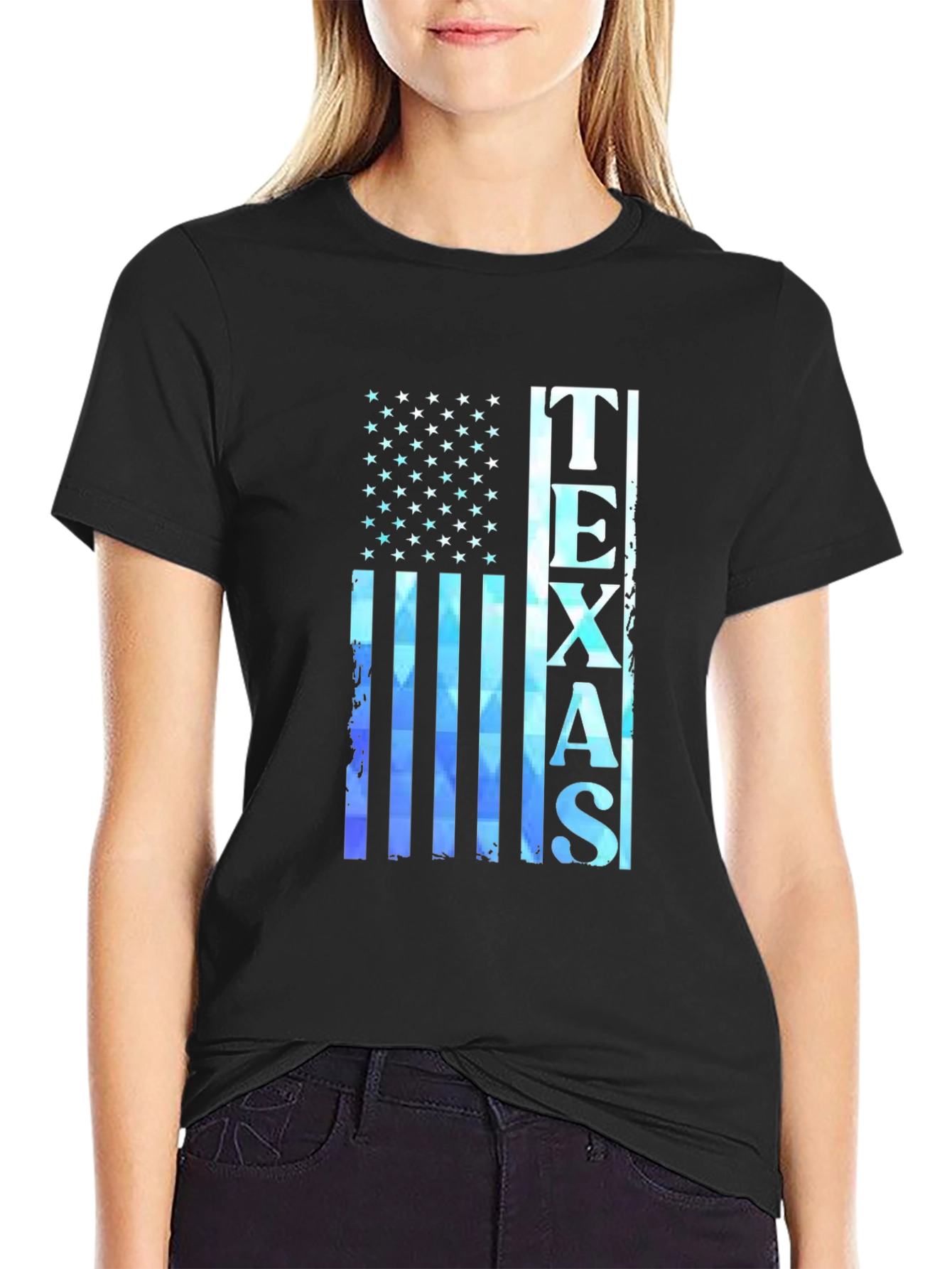Texas Flag Graphic Print Black T-Shirt