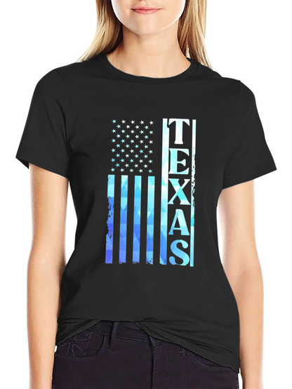 Texas Flag Graphic Print Black T-Shirt