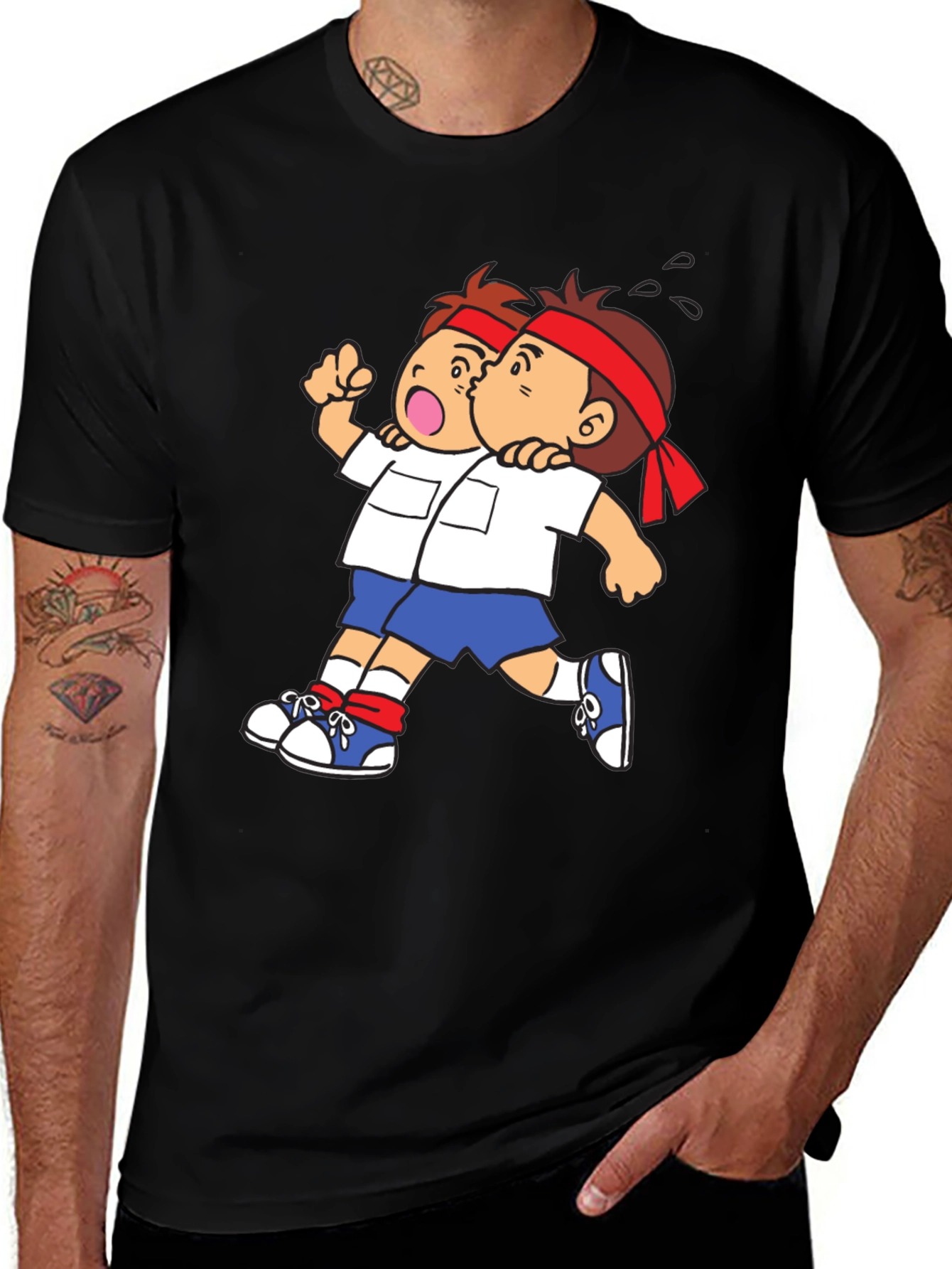 Cartoon Character Graphic Print Black T-Shirt