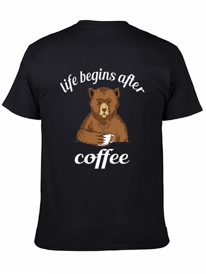 Life Begins After Coffee Bear Graphic T-Shirt