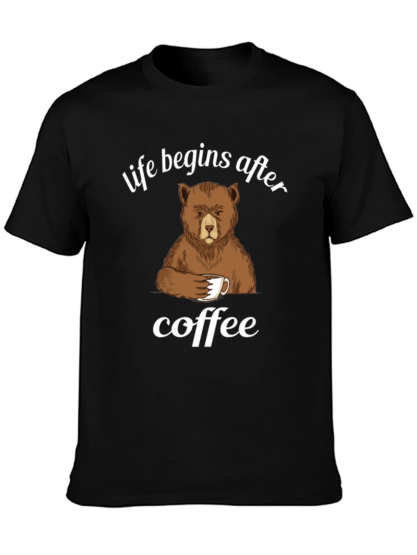 Life Begins After Coffee Bear Graphic T-Shirt