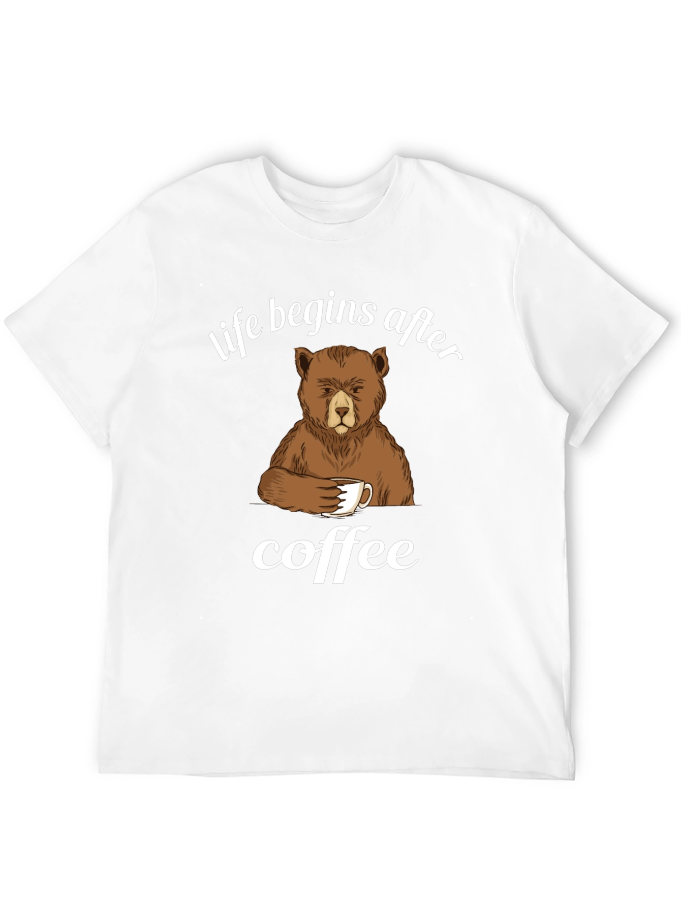 Life Begins After Coffee Bear Graphic T-Shirt