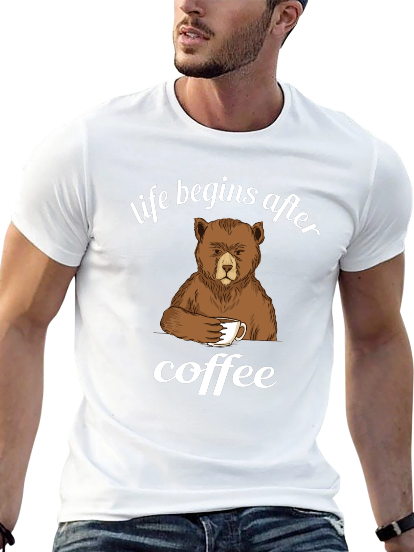 Life Begins After Coffee Bear Graphic T-Shirt