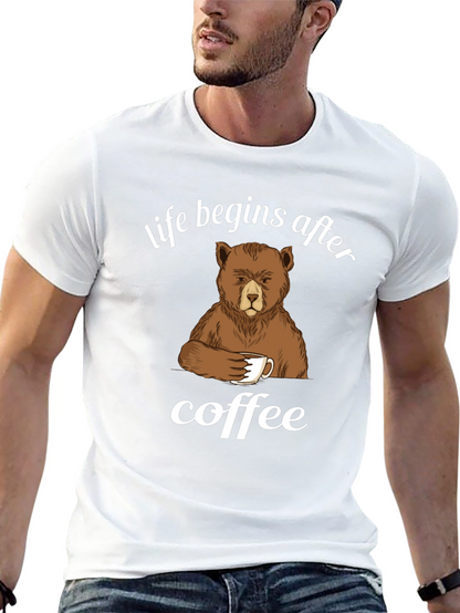 Life Begins After Coffee Bear Graphic T-Shirt
