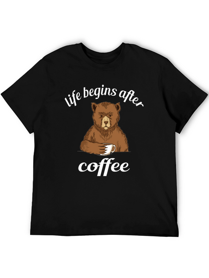 Life Begins After Coffee Bear Graphic T-Shirt