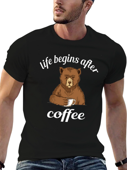 Life Begins After Coffee Bear Graphic T-Shirt