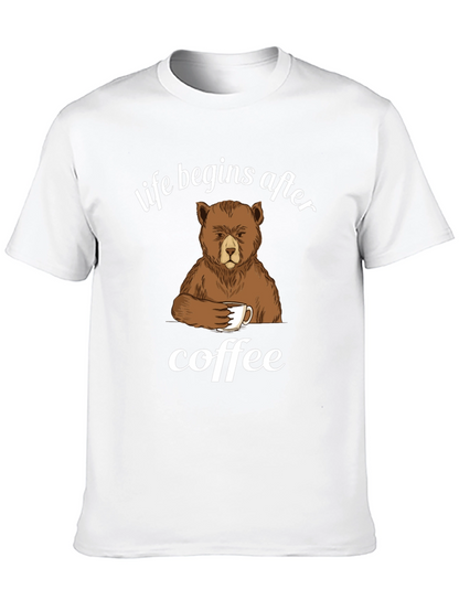 Life Begins After Coffee Bear Graphic T-Shirt