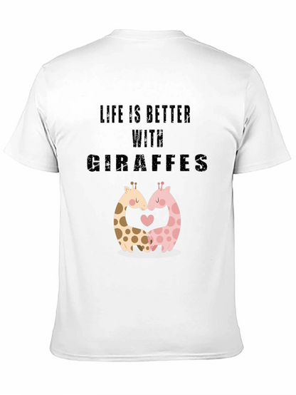 Life Is Better With Giraffes Black T-Shirt