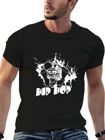 Hip Hop Skull Graphic Print T-Shirt