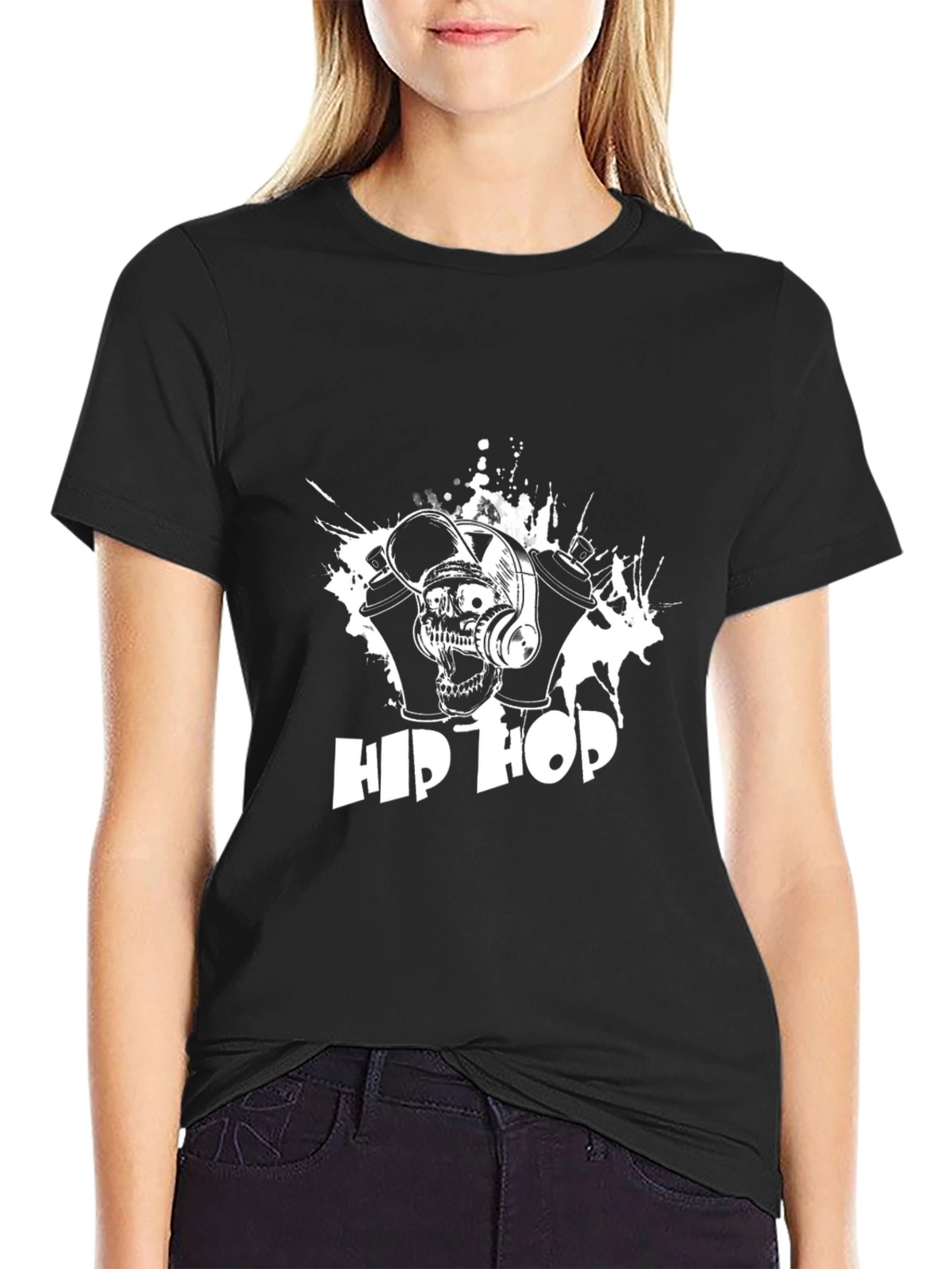 Hip Hop Skull Graphic Print T-Shirt