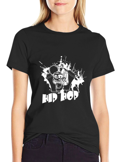 Hip Hop Skull Graphic Print T-Shirt