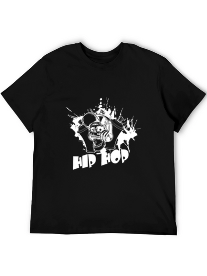 Hip Hop Skull Graphic Print T-Shirt
