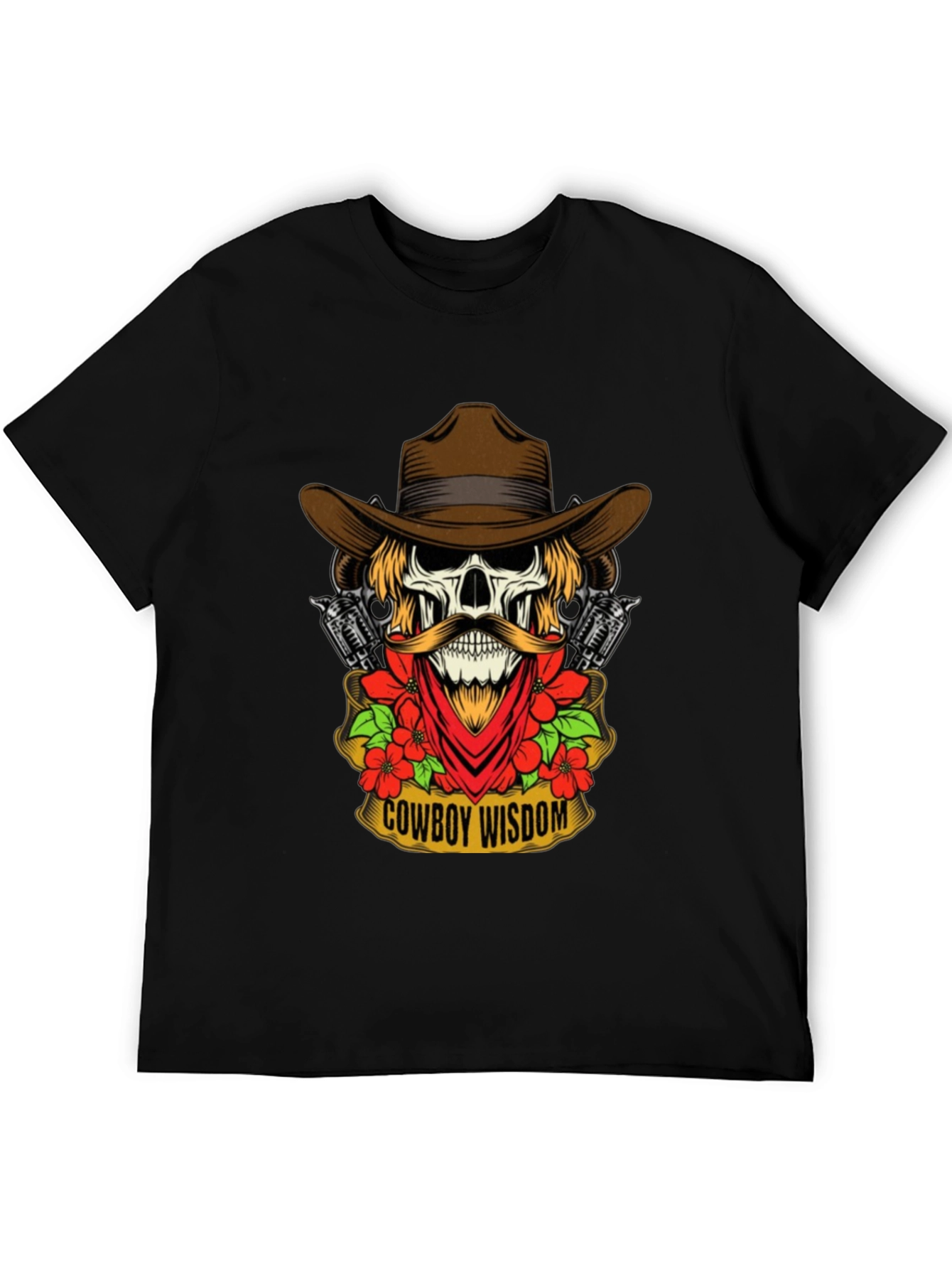 Cowboy Wisdom Graphic Tee - Skull & Guns Design