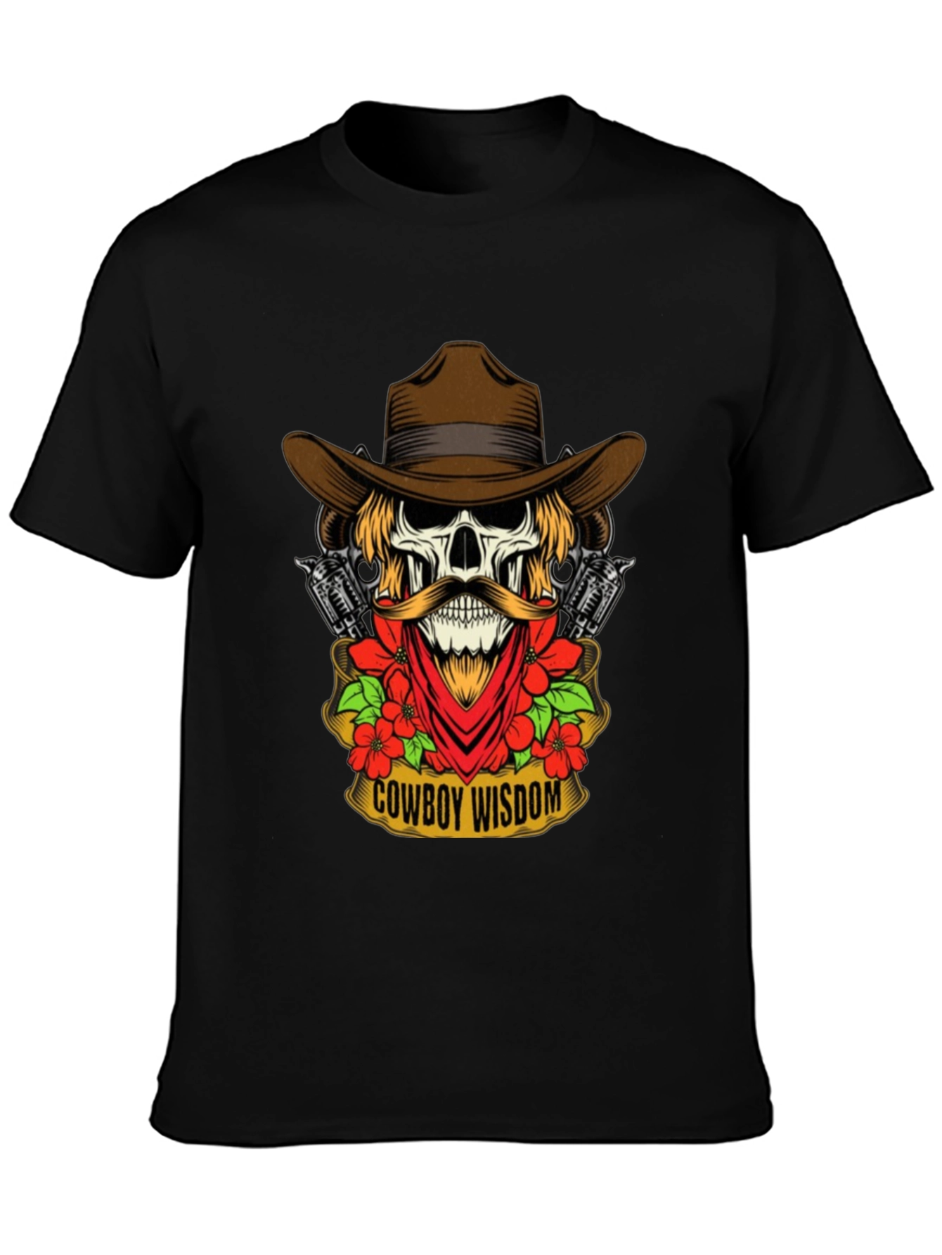 Cowboy Wisdom Graphic Tee - Skull & Guns Design