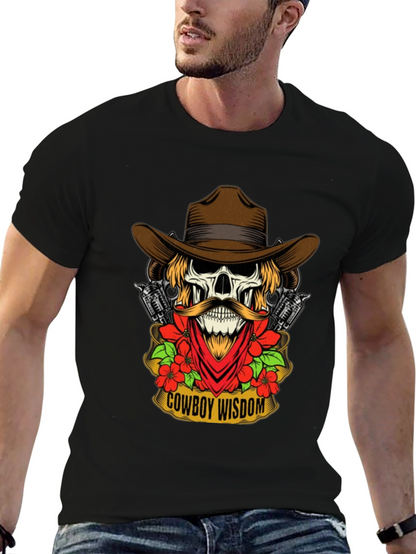 Cowboy Wisdom Graphic Tee - Skull & Guns Design