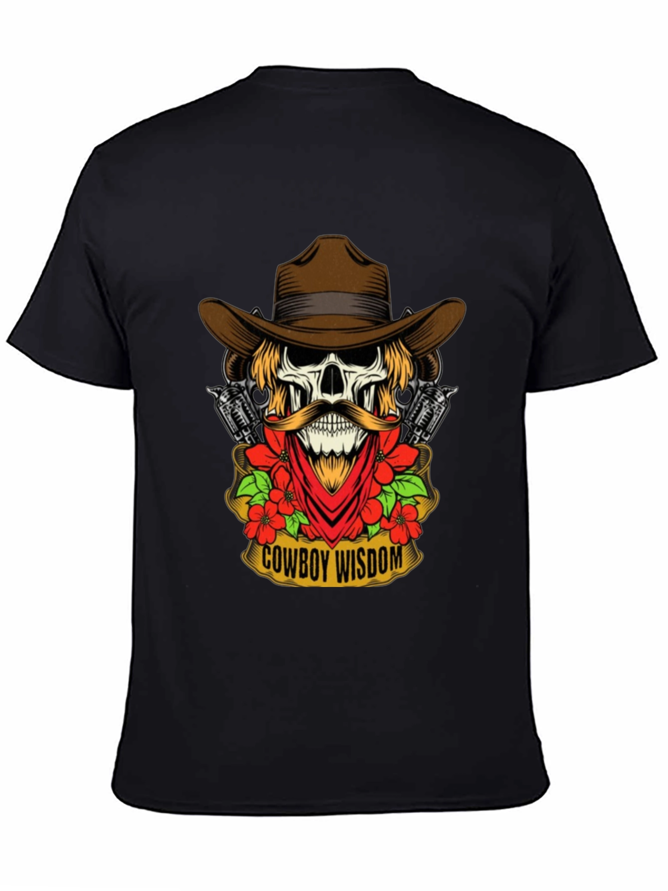 Cowboy Wisdom Graphic Tee - Skull & Guns Design