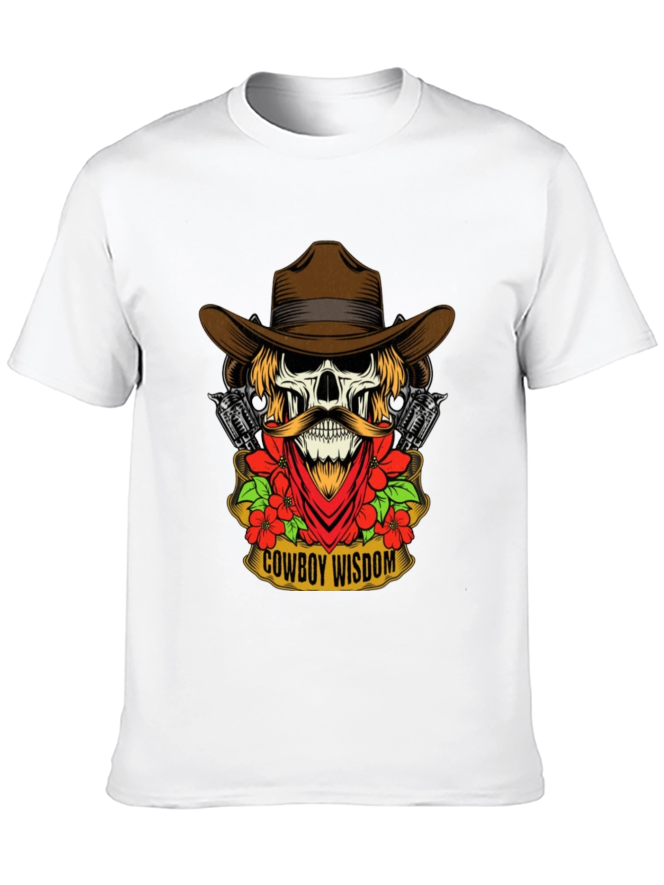 Cowboy Wisdom Graphic Tee - Skull & Guns Design