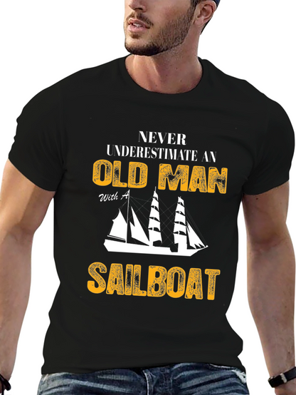 Old Man Sailboat Graphic T-Shirt