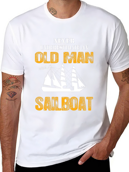 Old Man Sailboat Graphic T-Shirt