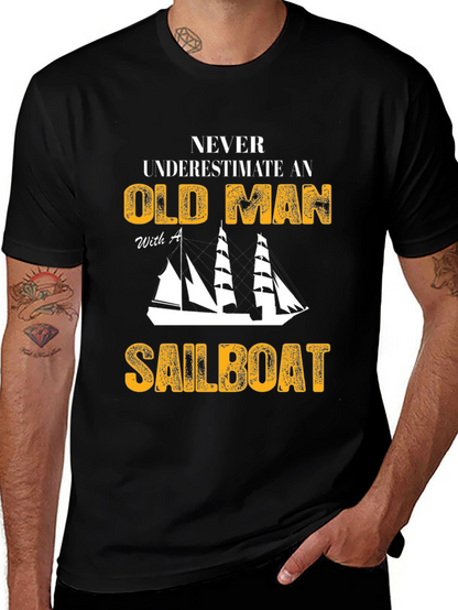 Old Man Sailboat Graphic T-Shirt