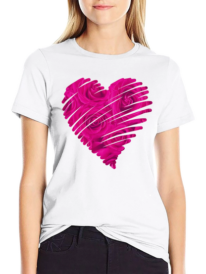 Heart Rose Mens Black T-Shirt