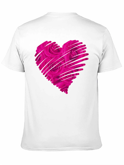Heart Rose Mens Black T-Shirt