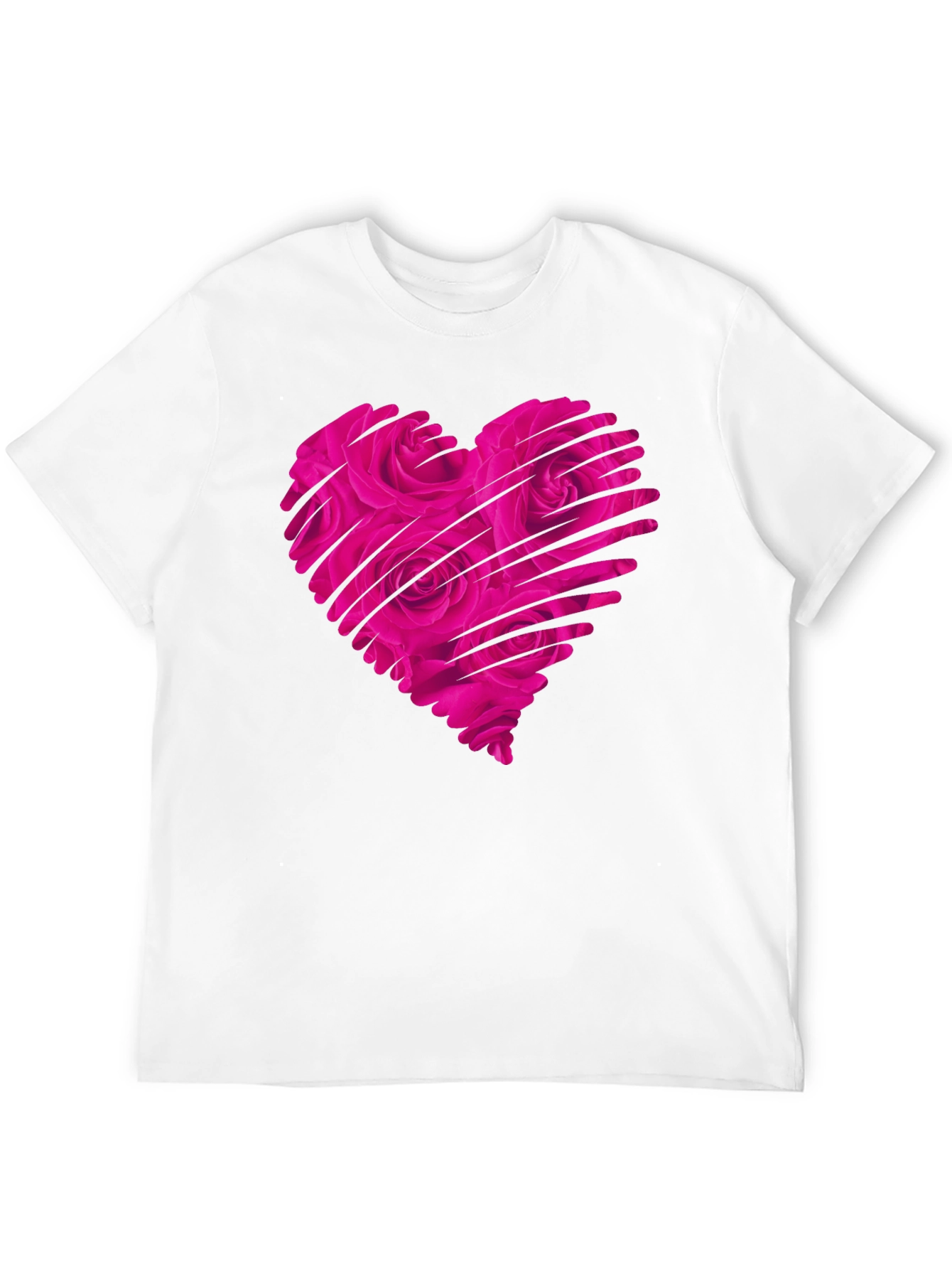 Heart Rose Mens Black T-Shirt