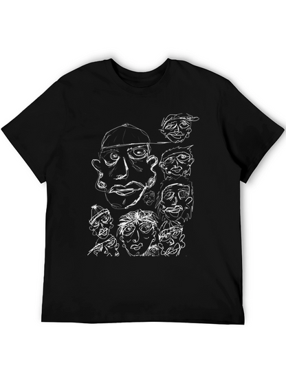 Abstract Faces Graphic Black T-Shirt