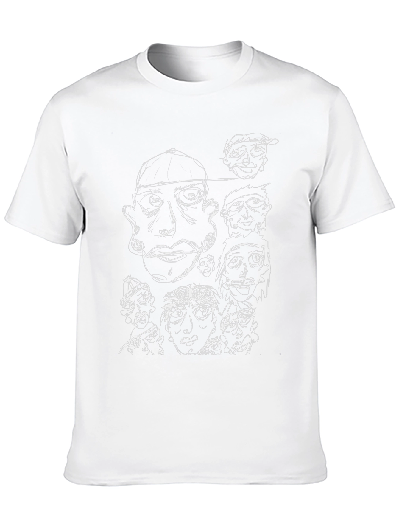Abstract Faces Graphic Black T-Shirt