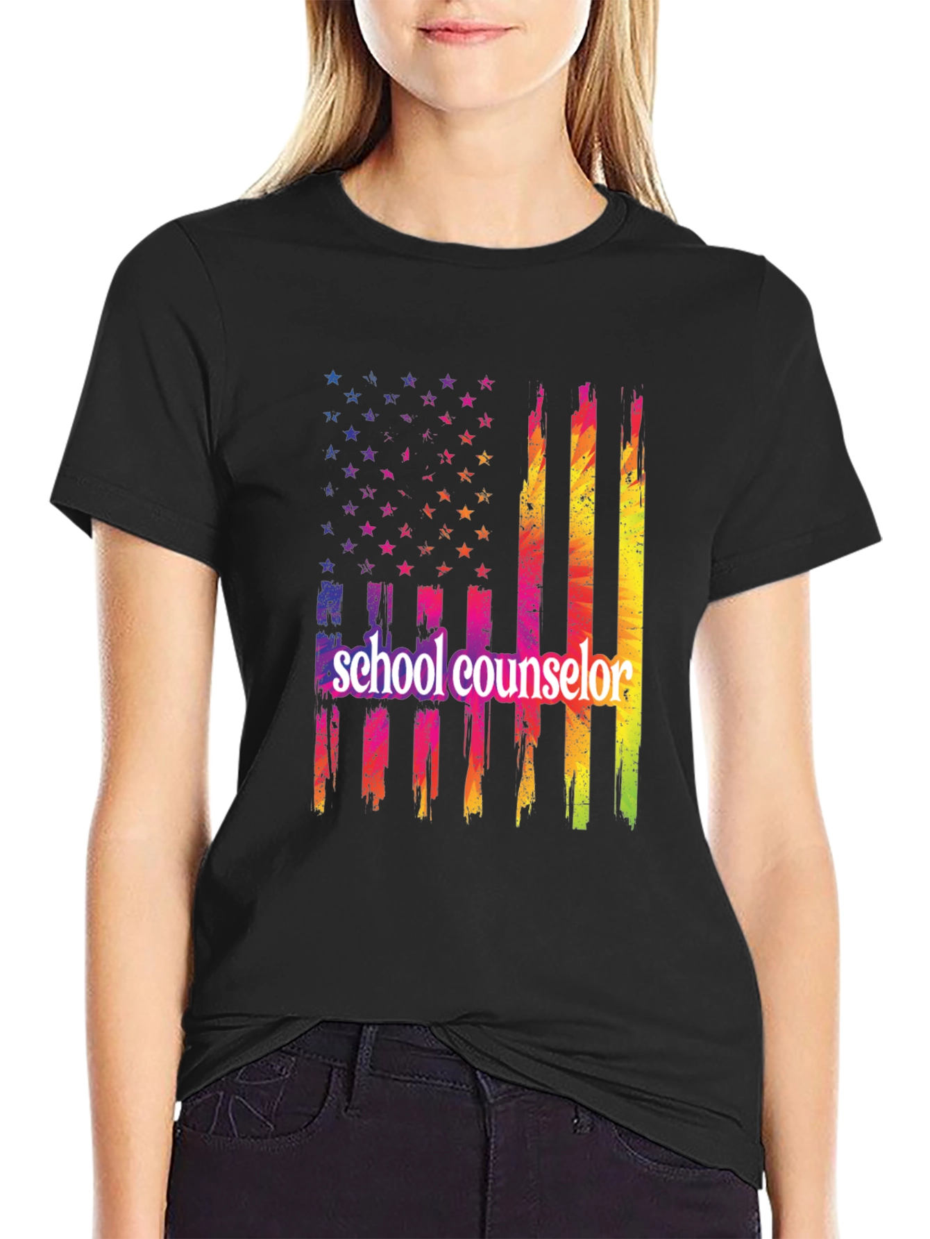 School Counselor Patriotic Flag T-Shirt