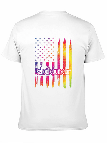School Counselor Patriotic Flag T-Shirt
