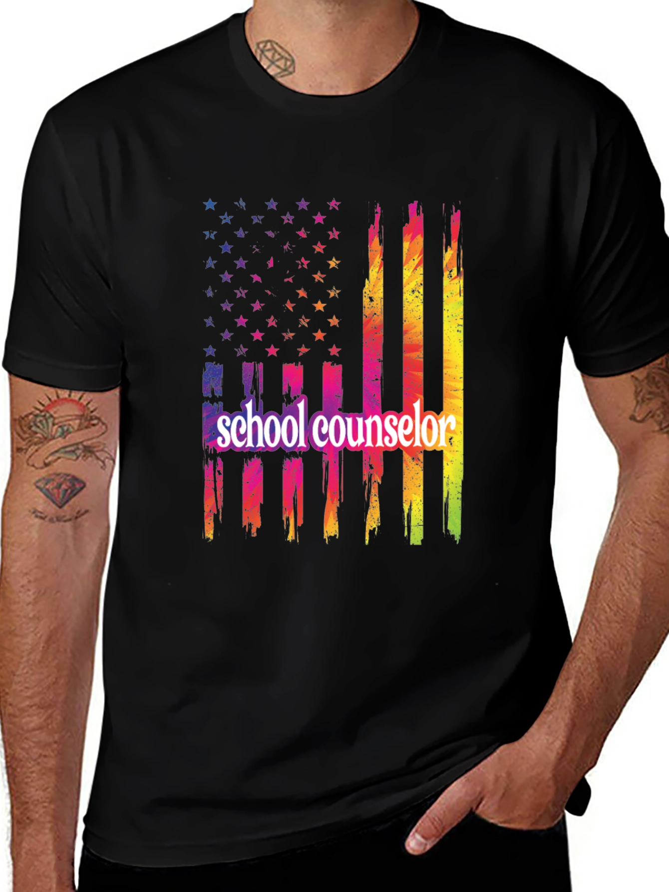 School Counselor Patriotic Flag T-Shirt